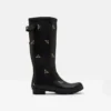 Joules Welly Print With Adjustable Back Gusset - Black Metallic Bees 1 Joules Welly Print With Adjustable Back Gusset - Black Metallic Bees -Equestrian Supplies Shop 204270 BLKMTLBEES 1 2