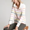 Joules Southwold Buttoned Sweatshirt - Multi Cream Stripe -Equestrian Supplies Shop 219864 MULTCRMST