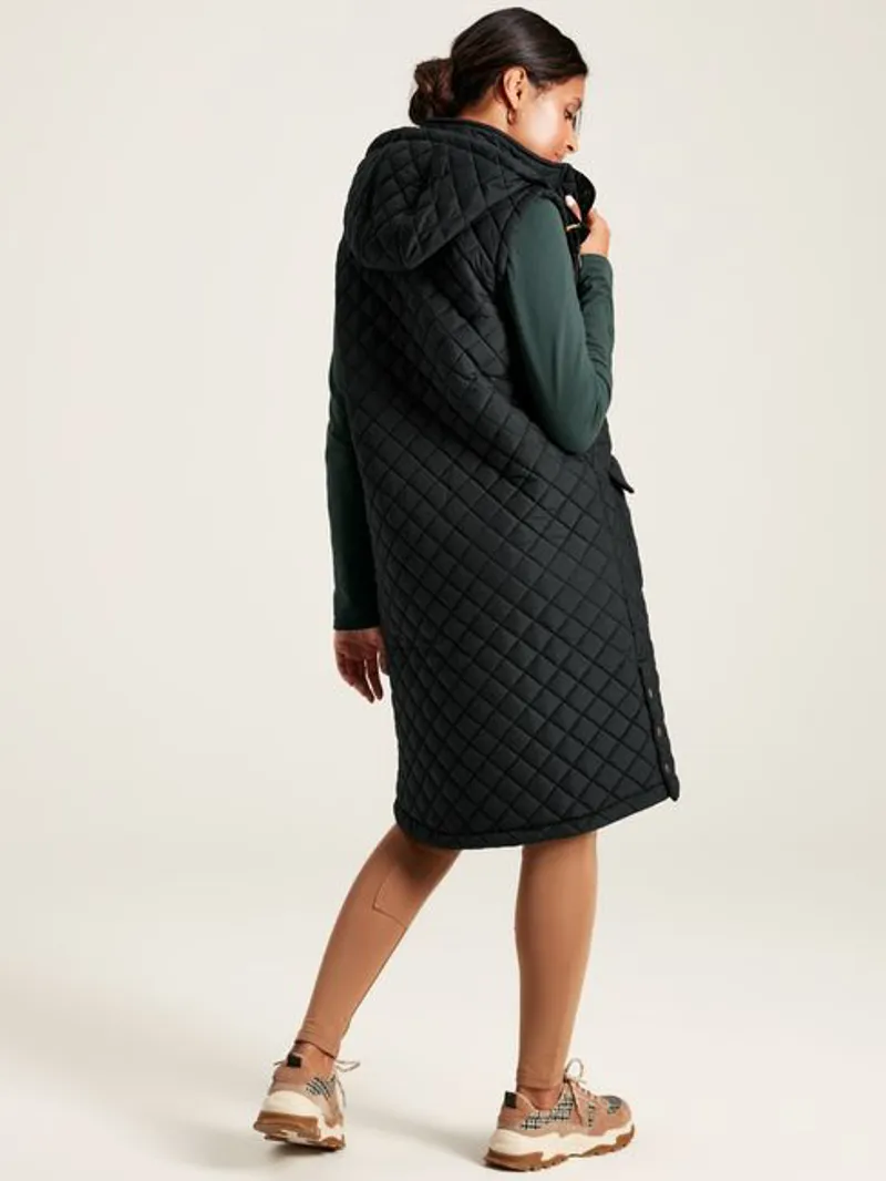 Joules Chatsworth Showerproof Longline Quilted Gilet - Black 4 Joules Chatsworth Showerproof Longline Quilted Gilet - Black - Image 2