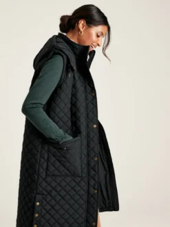 Joules Chatsworth Showerproof Longline Quilted Gilet - Black 10 Joules Chatsworth Showerproof Longline Quilted Gilet - Black -Equestrian Supplies Shop 621595s4