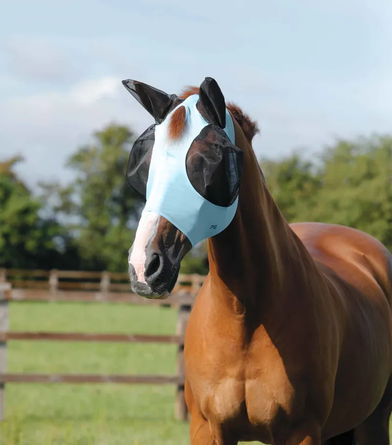 Premier Equine Comfort Tech Lycra Fly Mask Blue 3 Premier Equine Comfort Tech Lycra Fly Mask Blue