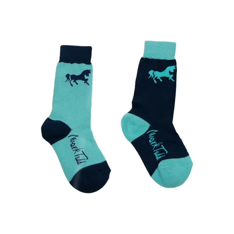 Mark Todd Kids Socks In Navy/Aqua 3 Mark Todd Kids Socks In Navy/Aqua