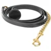 Mark Todd Flat Full Leather Lead W/Brass Chain In Black -Equestrian Supplies Shop EQUINE MarkTodd U FlatLeatherLead wBrassChain Black