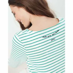 Joules Harbour Embroidered Top - Green Pheasant Stripe -Equestrian Supplies Shop Green20Pheasant204