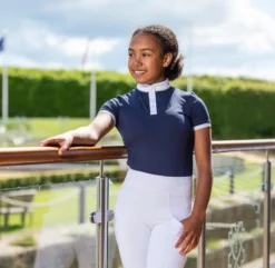 LeMieux Young Rider Belle Show Shirt Navy -Equestrian Supplies Shop IT03015 lifestyle YRbelleshowshirt navy 1