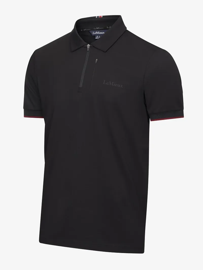 LeMieux Mens Elite Zip Polo Shirt Black 5 LeMieux Mens Elite Zip Polo Shirt Black - Image 3