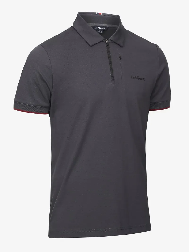 LeMieux Mens Elite Zip Polo Shirt Charcoal 6 LeMieux Mens Elite Zip Polo Shirt Charcoal - Image 4