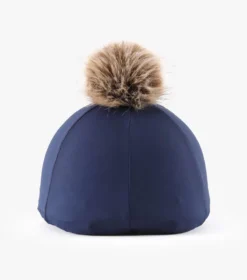 Premier Equine Jersey Hat Silk With Faux Fur Pom Pom Navy -Equestrian Supplies Shop Jersey Hat Silk with Faux Fur Pom Pom Navy 2