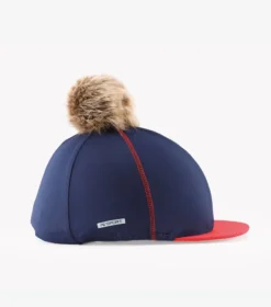 Premier Equine Jersey Hat Silk With Faux Fur Pom Pom Navy -Equestrian Supplies Shop Jersey Hat Silk with Faux Fur Pom Pom Navy 3