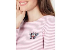 Joules Harbour Embroidered Jersey Top Butterfly Embroidery Stripe -Equestrian Supplies Shop Joules Harbour Embroidered Jersey Top 9