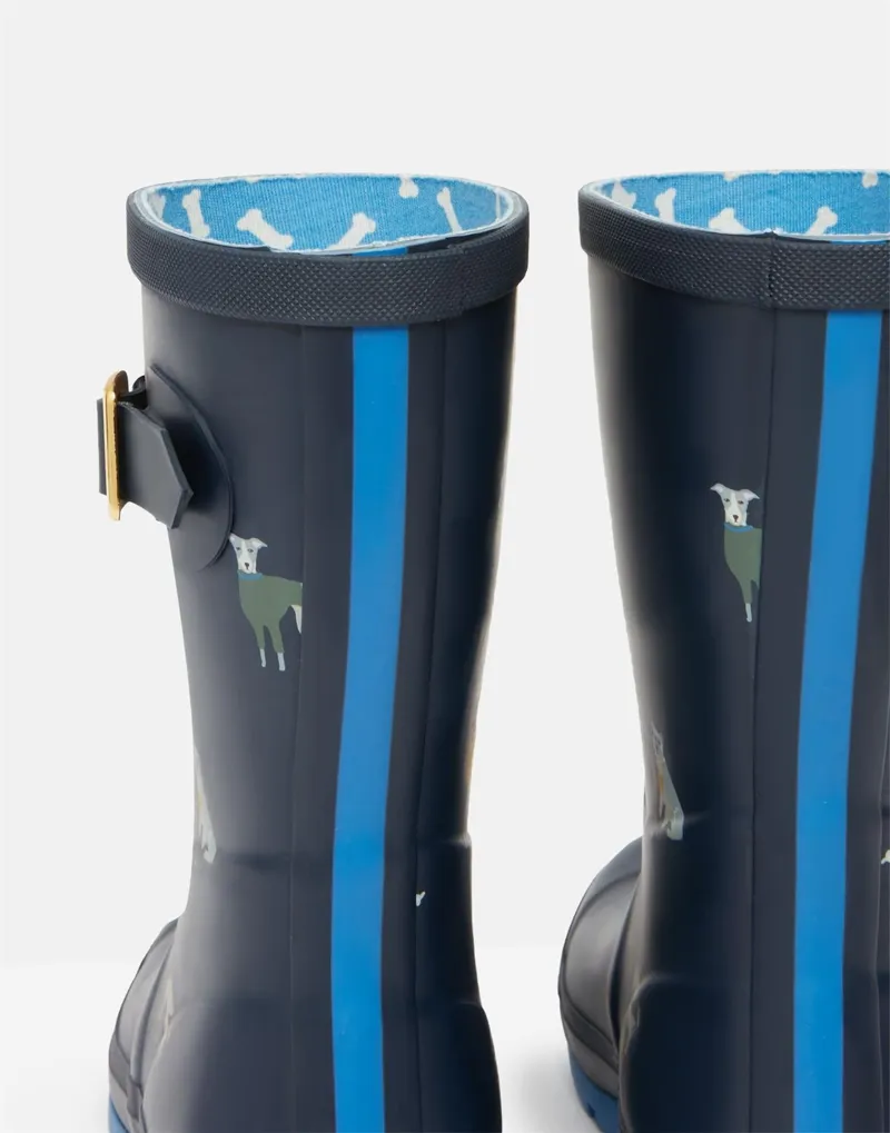 Joules Molly Mid Height Printed Wellies Navy Dogs 6 Joules Molly Mid Height Printed Wellies Navy Dogs - Image 4