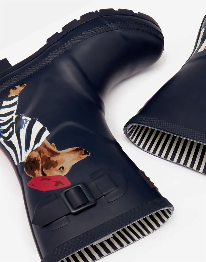 Joules Molly Mid Height Printed Wellies Navy Sausage Dog 8 Joules Molly Mid Height Printed Wellies Navy Sausage Dog - Image 6