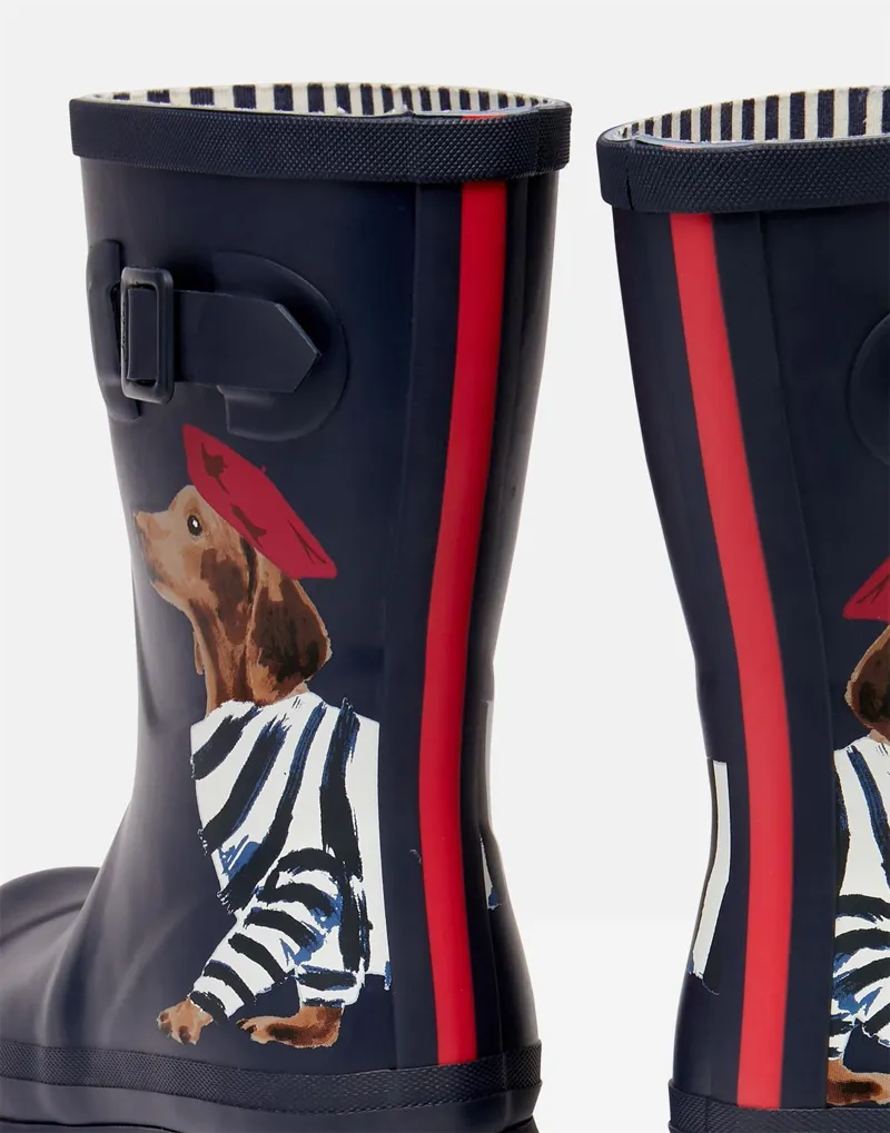 Joules Molly Mid Height Printed Wellies Navy Sausage Dog 7 Joules Molly Mid Height Printed Wellies Navy Sausage Dog - Image 5