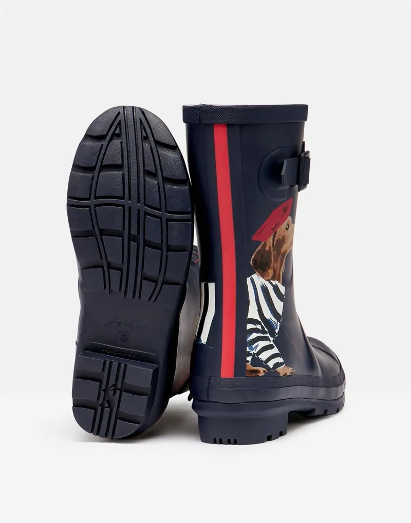 Joules Molly Mid Height Printed Wellies Navy Sausage Dog 5 Joules Molly Mid Height Printed Wellies Navy Sausage Dog - Image 3