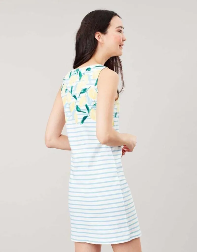 Joules Riva Print Sleeveless Jersey Dress Lemon Stripe Border UK16 6 Joules Riva Print Sleeveless Jersey Dress Lemon Stripe Border UK16 - Image 4