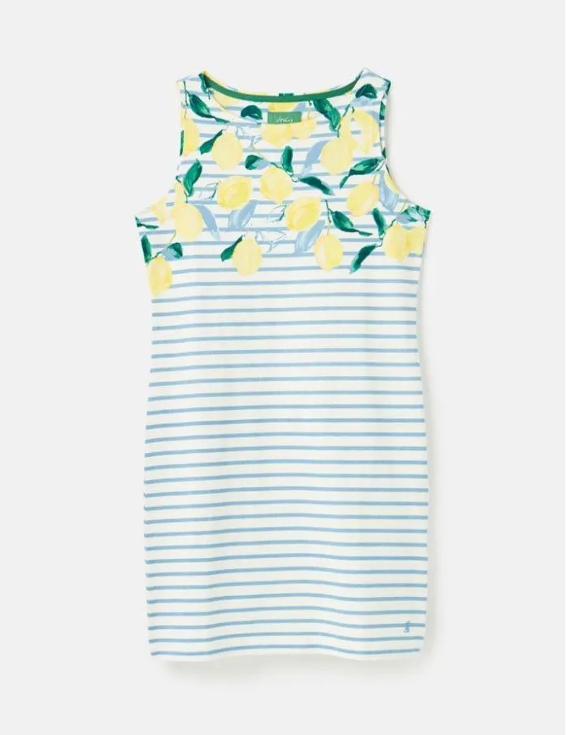 Joules Riva Print Sleeveless Jersey Dress Lemon Stripe Border UK16 4 Joules Riva Print Sleeveless Jersey Dress Lemon Stripe Border UK16 - Image 2