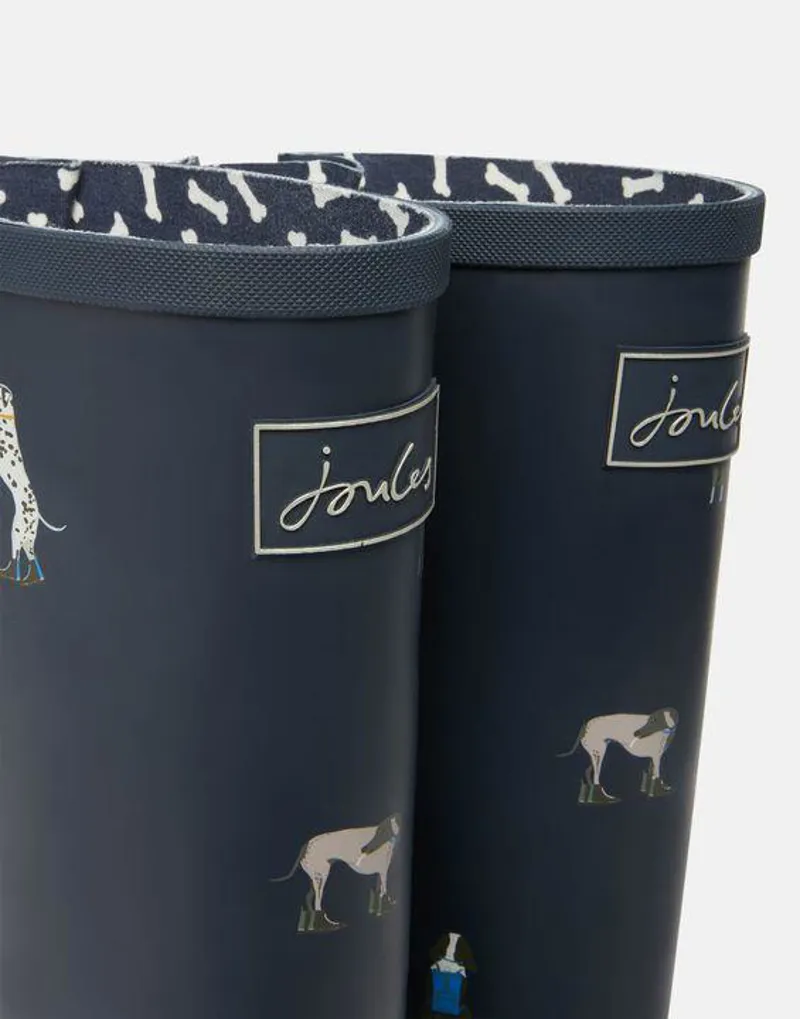 Joules Welly Print With Adjustable Back Gusset Navy Dogs 6 Joules Welly Print With Adjustable Back Gusset Navy Dogs - Image 4
