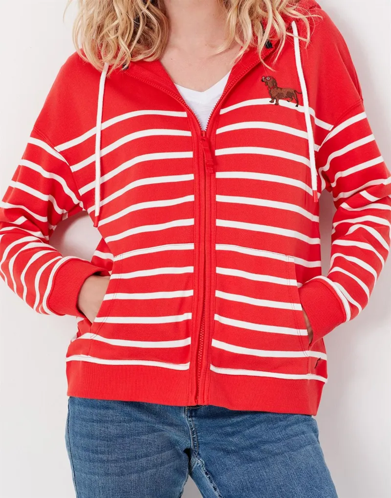 Joules Oakham Embroidered Zip Through Sweatshirt Red Dash 3 Joules Oakham Embroidered Zip Through Sweatshirt Red Dash