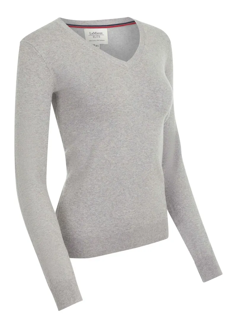 LeMieux Elite Ladies V-Neck Jumper Grey 3 LeMieux Elite Ladies V-Neck Jumper Grey