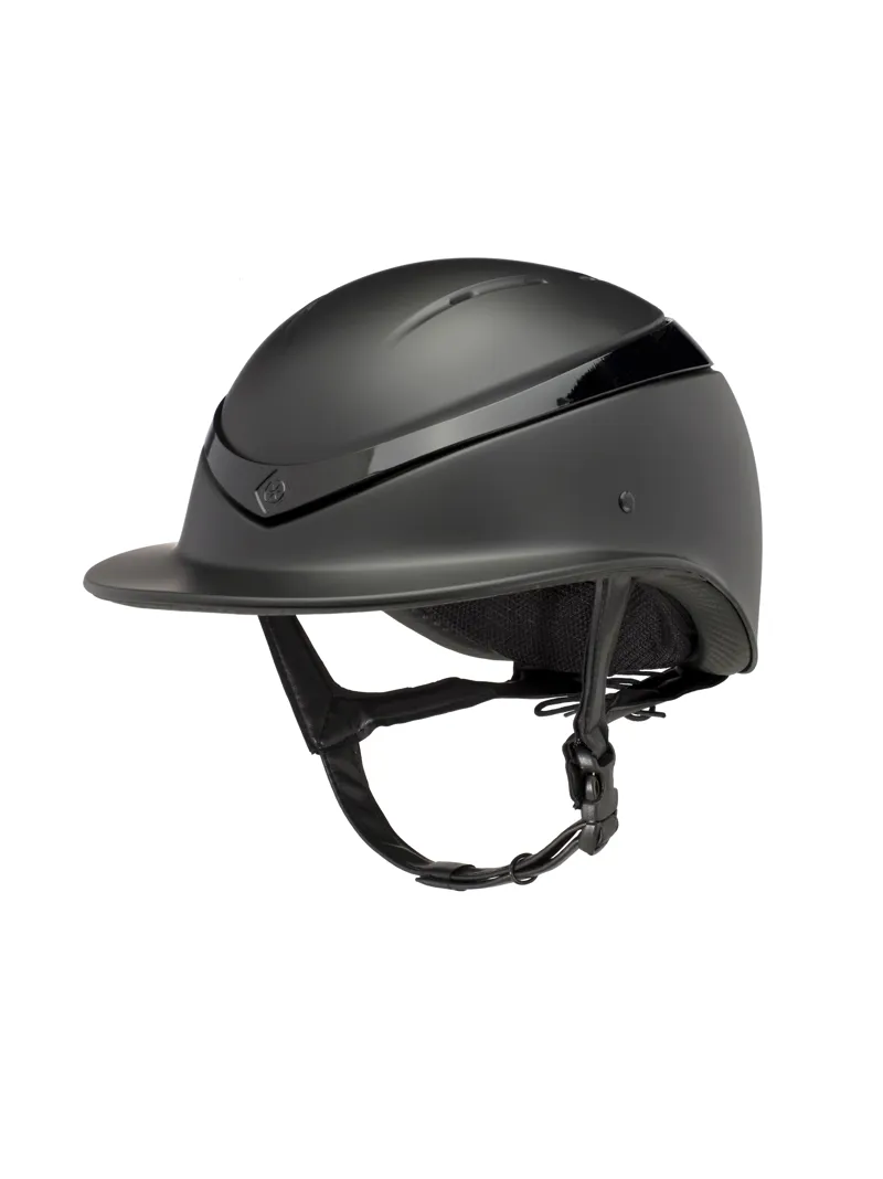 Charles Owen Luna Wide Peak Hat - Black Matt / Black Gloss 3 Charles Owen Luna Wide Peak Hat - Black Matt / Black Gloss