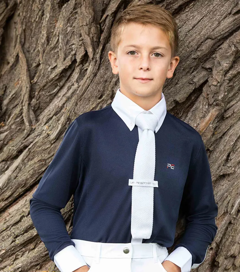 Premier Equine Mini Giulio Boy's Long Sleeve Show Shirt Navy 3 Premier Equine Mini Giulio Boy's Long Sleeve Show Shirt Navy