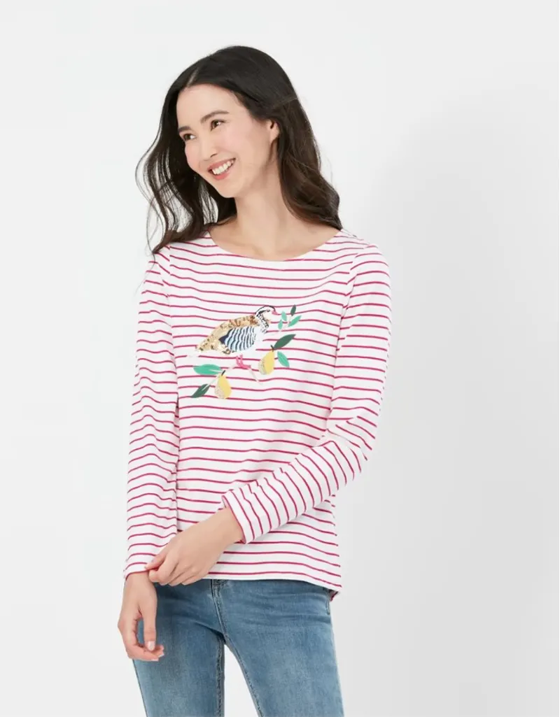 Joules Harbour Lux Jersey Top - Pink Partridge 4 Joules Harbour Lux Jersey Top - Pink Partridge - Image 2