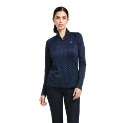 Ariat Women's Sunstopper 2.0 1/4 Zip Baselayer Navy Dot