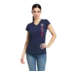 Ariat Women's Vertical Logo T-Shirt Navy 2 Ariat Women's Vertical Logo T-Shirt Navy -Equestrian Supplies Shop S22 WMS ENGL 10039227 front