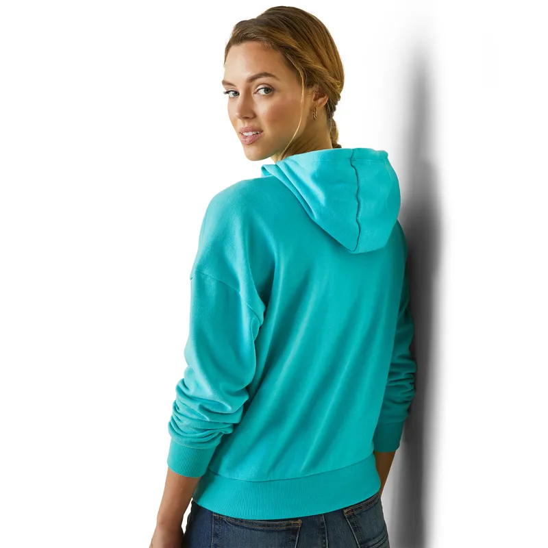Ariat Women's Just Hoodie Heather Pool Blue 5 Ariat Women's Just Hoodie Heather Pool Blue - Image 3