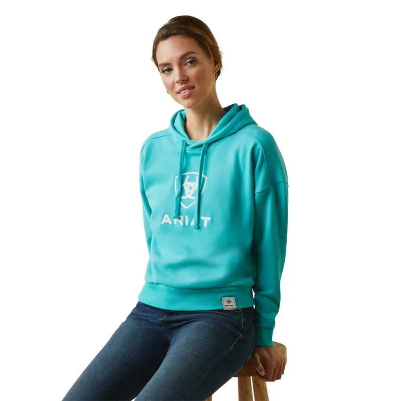Ariat Women's Just Hoodie Heather Pool Blue 3 Ariat Women's Just Hoodie Heather Pool Blue