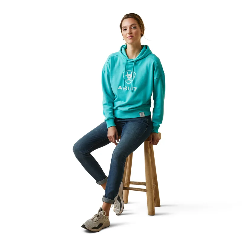 Ariat Women's Just Hoodie Heather Pool Blue 4 Ariat Women's Just Hoodie Heather Pool Blue - Image 2