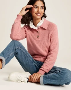 Joules Women's Mia Collared Pointelle Jumper - Pink -Equestrian Supplies Shop cdn.joules 149