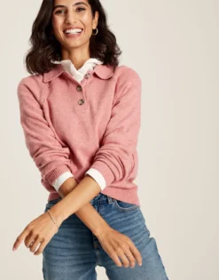 Joules Women's Mia Collared Pointelle Jumper - Pink -Equestrian Supplies Shop cdn.joules 150