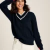 Joules Women's Dawson V-Neck Cricket Jumper - Navy Crème 1 Joules Women's Dawson V-Neck Cricket Jumper - Navy Crème -Equestrian Supplies Shop cdn.joules 160