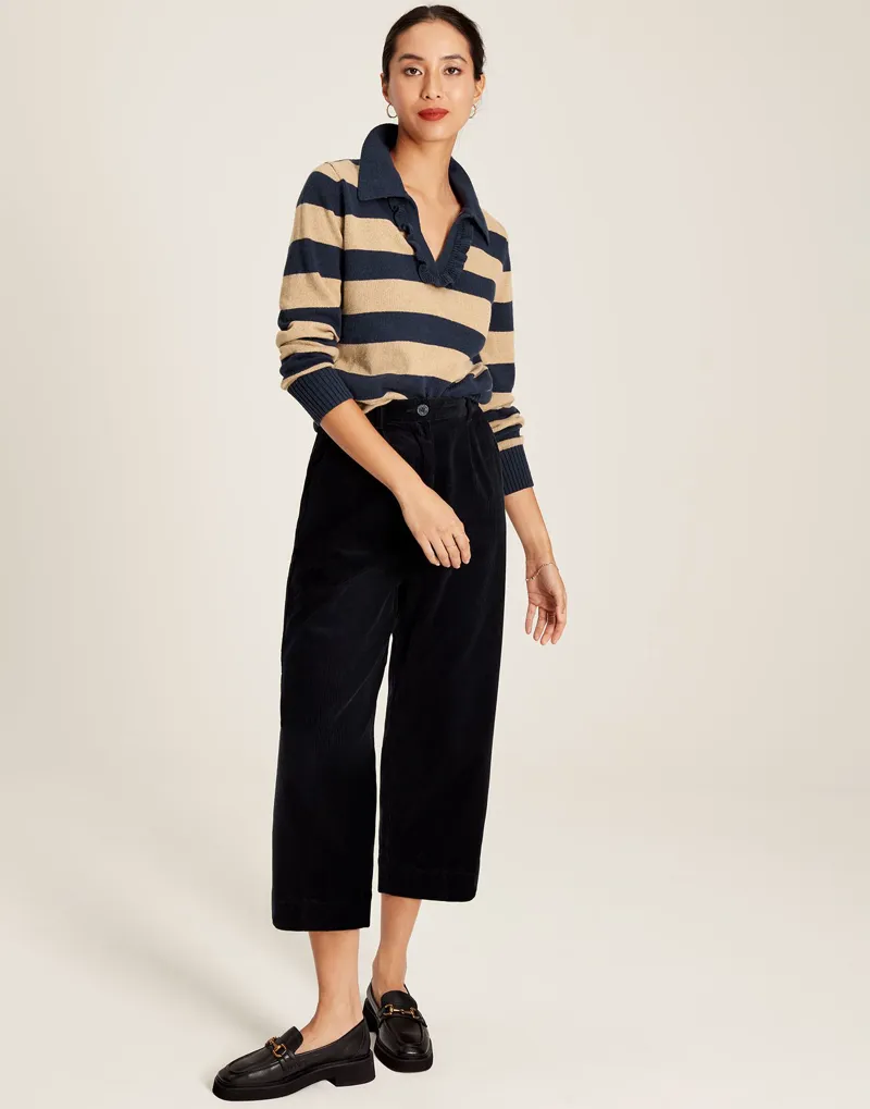 Joules Women's Maddie Striped V-Neck Jumper - Oat Stripe 4 Joules Women's Maddie Striped V-Neck Jumper - Oat Stripe - Image 2