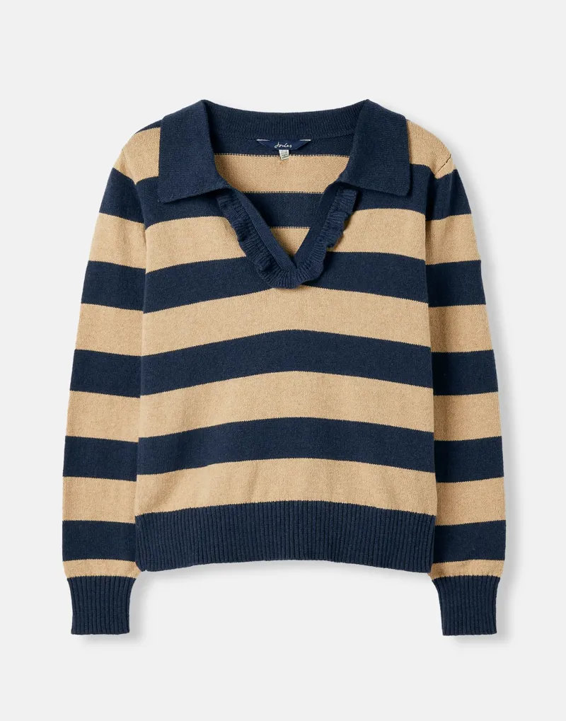 Joules Women's Maddie Striped V-Neck Jumper - Oat Stripe 7 Joules Women's Maddie Striped V-Neck Jumper - Oat Stripe - Image 5