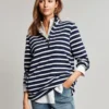 Joules Pip Stripe Zip Front Top - Navy Creme Stripe -Equestrian Supplies Shop cdn.joules 37