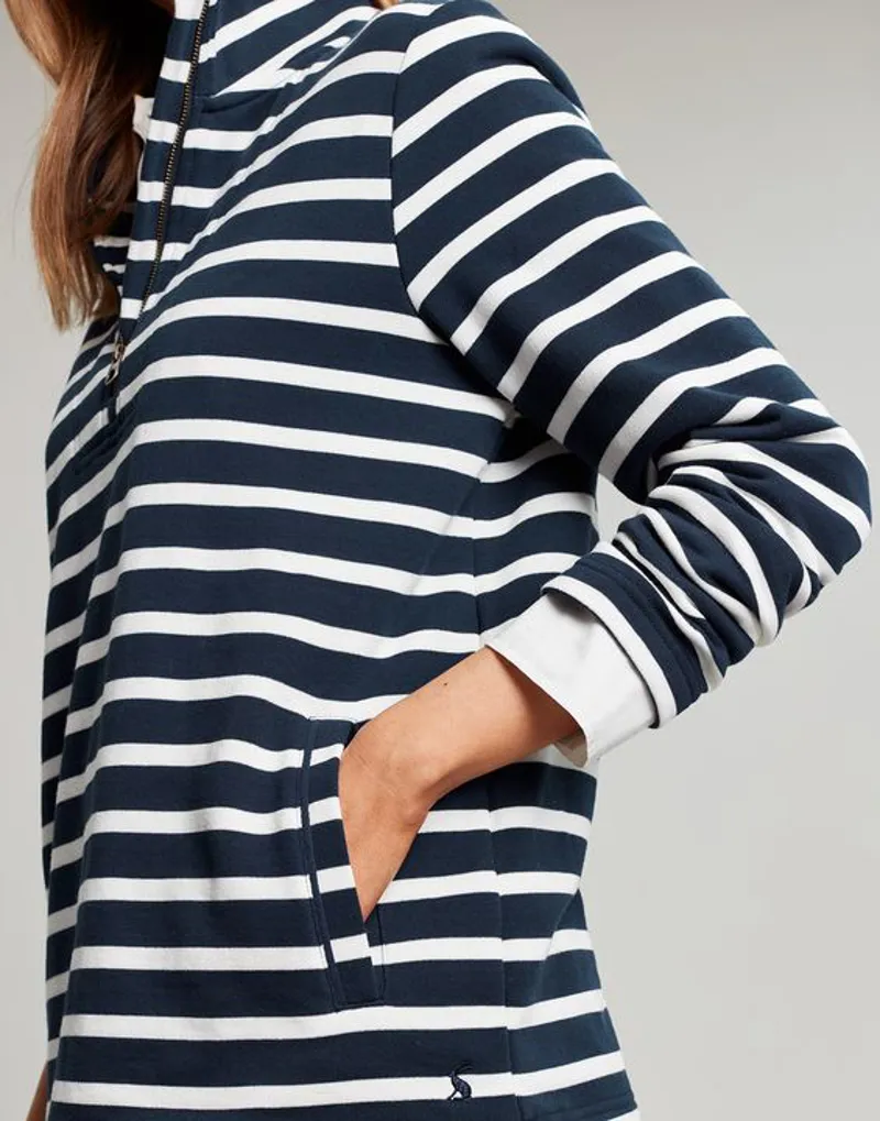 Joules Pip Stripe Zip Front Top - Navy Creme Stripe 5 Joules Pip Stripe Zip Front Top - Navy Creme Stripe - Image 3