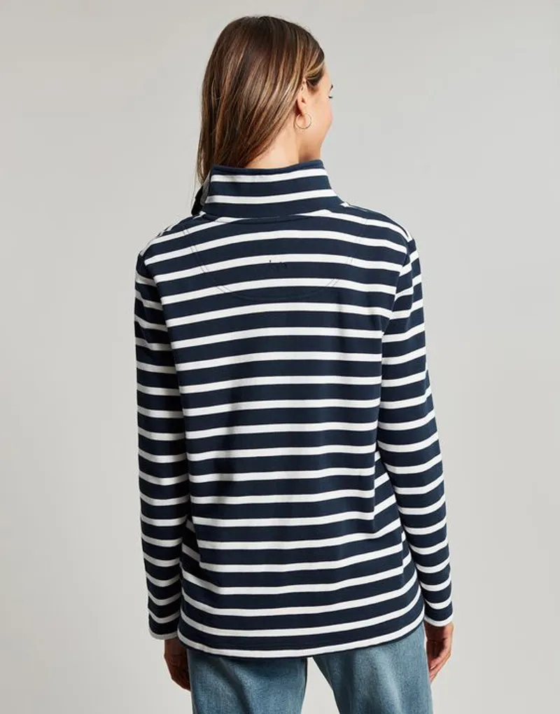 Joules Pip Stripe Zip Front Top - Navy Creme Stripe 6 Joules Pip Stripe Zip Front Top - Navy Creme Stripe - Image 4
