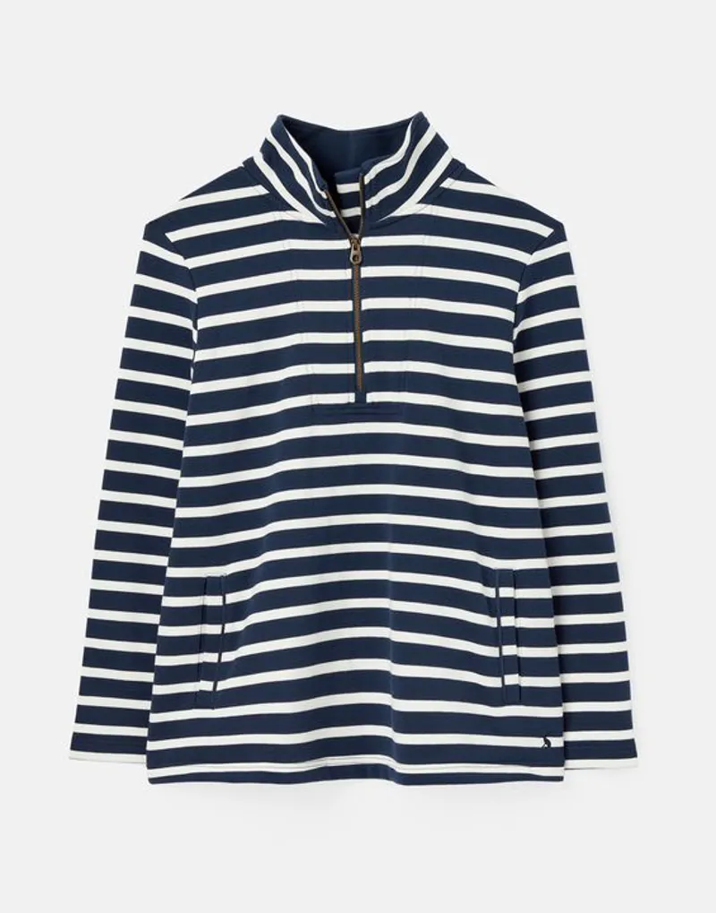 Joules Pip Stripe Zip Front Top - Navy Creme Stripe 8 Joules Pip Stripe Zip Front Top - Navy Creme Stripe - Image 6