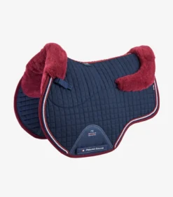 Premier Equine CC Merino Wool European Saddle Pad - GP/Jump Navy/Burgundy Wool