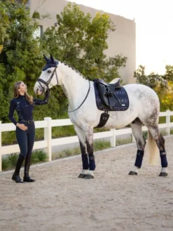 LeMieux Adour Polo Bandages Navy 7 LeMieux Adour Polo Bandages Navy -Equestrian Supplies Shop it01403 lifestyle adoredressagesquare navy 3 pt