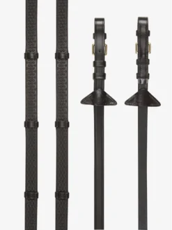 LeMieux Soft Rubber Reins With Stoppers Brown-Brass